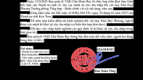 Thông báo về việc công khai Kết luận Thanh tra